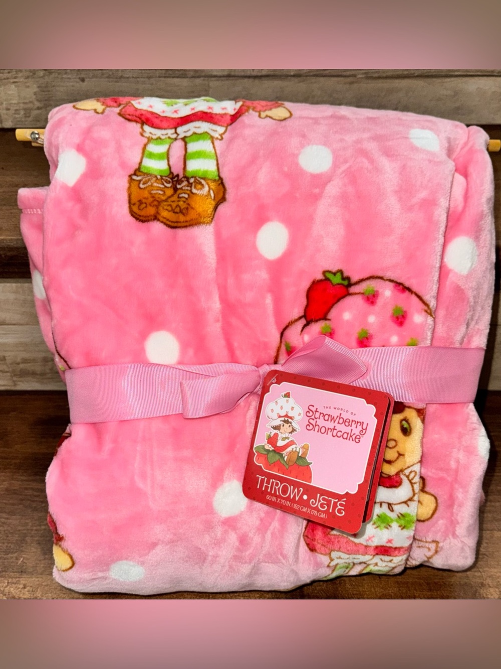 🥰 THE WORLD OF STRAWBERRY SHORTCAKE & CUSTARD THE CAT 🐈 PLUSH THROW 60” x 70”